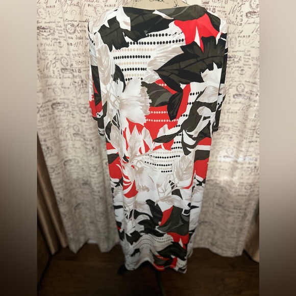 62-Calvin Klein Floral Print Jersey Slip Dress Short Sleeve Multicolor 1X - Picture 4 of 5